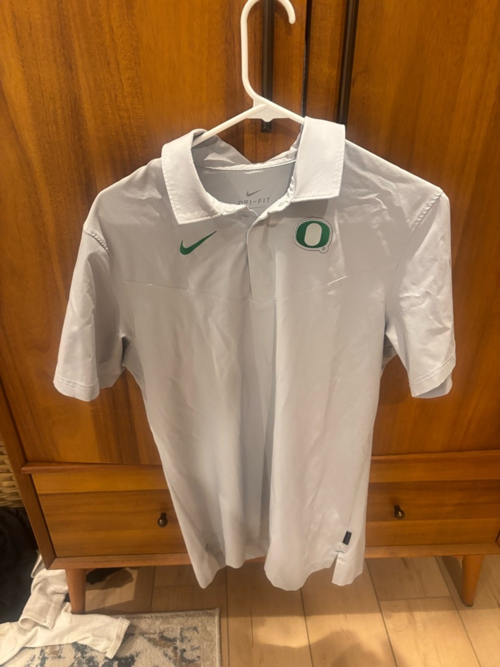 University of Oregon Nike Light Gray Dri-FIT Oregon O Logo Polo